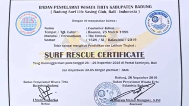bali surf school certificate