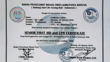 bali surf school certificate